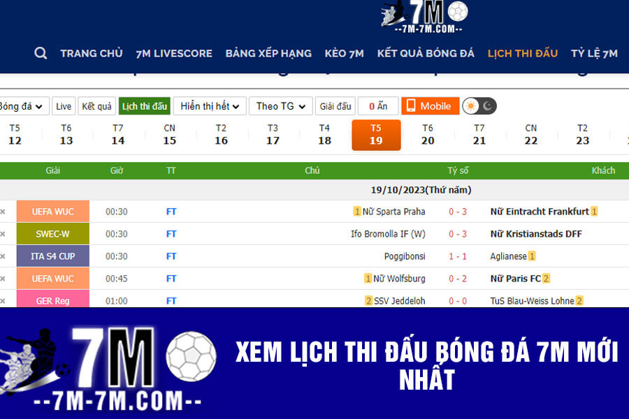 Xem lịch thi đấu bóng đá 7m mới nhất Xem lịch thi đấu bóng đá 7m mới nhất